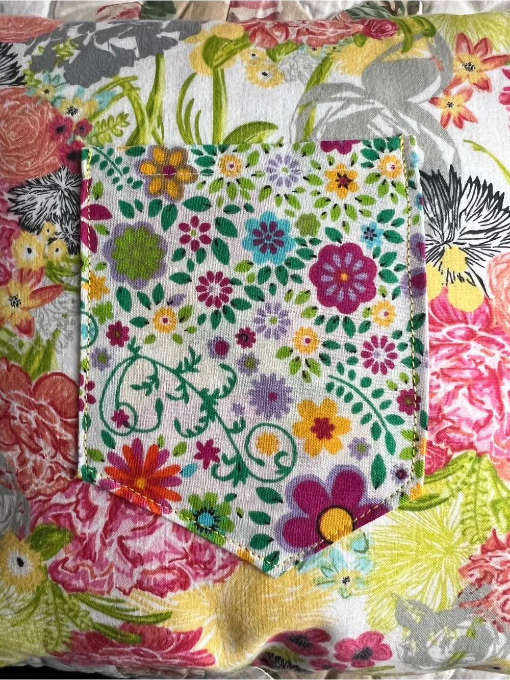 Tooth Fairy Pillow - Designer Fabrics Green Birds and Florals
